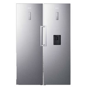 یخچال و فریزر دوقلو 40 فوت هایسنس مدل RS370S/FS270S، دارای نمایشگر و بدون برفک، با ارتفاع 186، پهنای 120 و عمق 67 سانتیمتر، میزان مصرف انرژی A+، دارای 5 طبقه در یخچال و 5 کشو در فریزر، دارای سیستم نوفراست