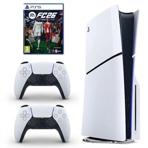 کنسول بازی سونی مدل PlayStation 5 Slim ریجن اروپا سری 2016A نسخه دیسکخور ظرفیت یک ترابایت به همراه دسته اضافی و بازی EA SPORTS FC 26