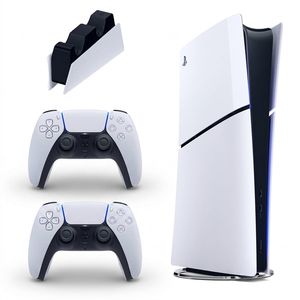 کنسول بازی سونی مدل PlayStation 5 Slim Digital Edition ظرفیت 825 گیگابایت ریجن CFI-2116 اروپا به همراه دسته اضافی و پایه شارژر