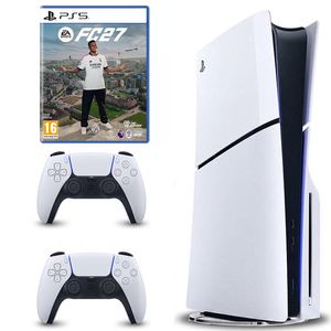 کنسول بازی سونی مدل PlayStation 5 Slim ظرفیت 1 ترابایت ریجن CFI-2116 اروپا به همراه دسته اضافی و بازی EA Sports FC 27